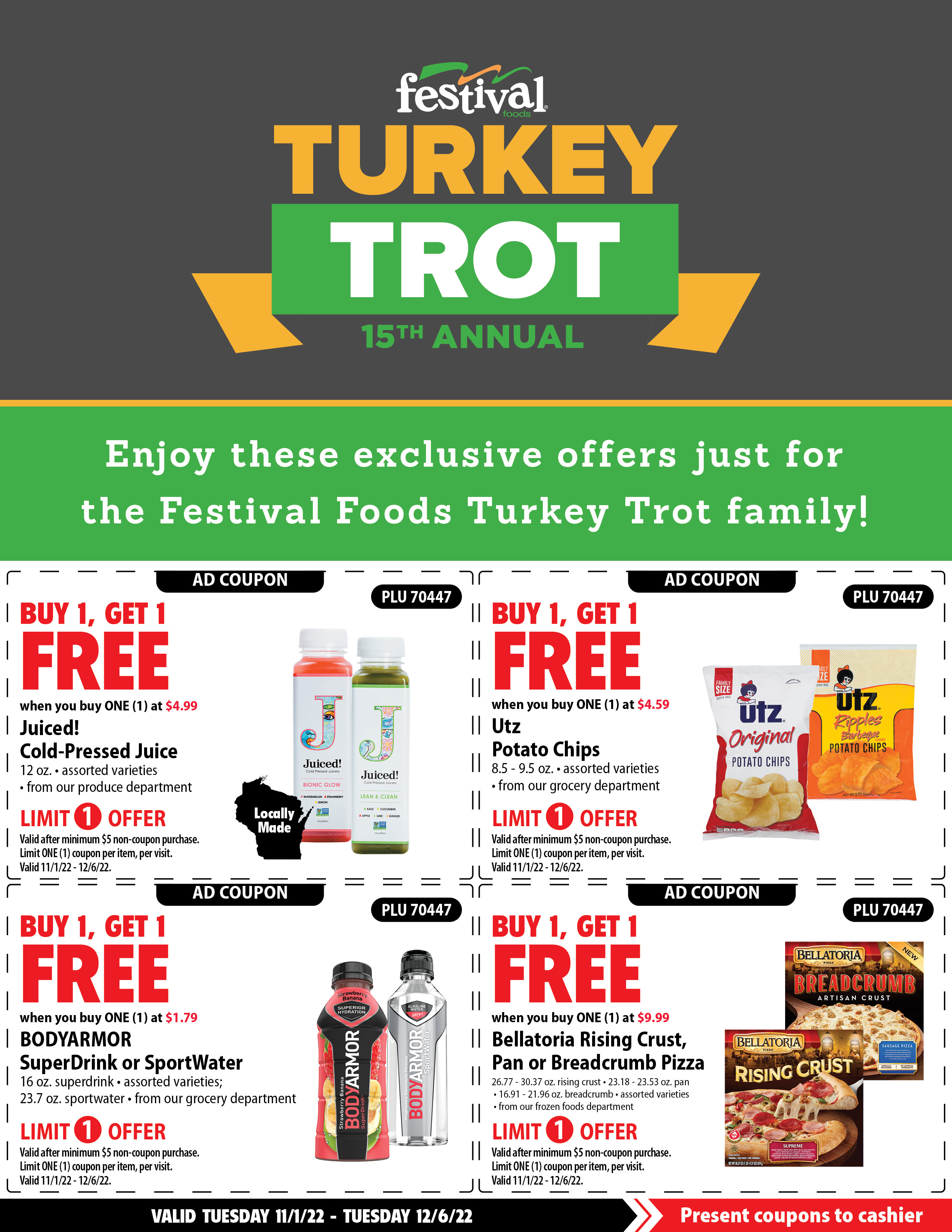 Manitowoc Bib and TShirt Pickup Information Festival Foods Turkey Trot